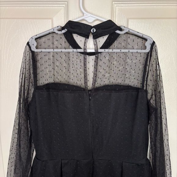 Girls Mesh Long Sleeve Mock Neck High Waist A Line Dress Size 10 Black - Picture 5 of 9